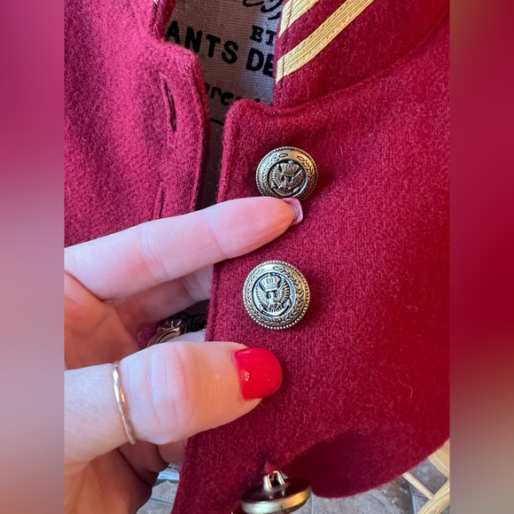 VINTAGE Double D Ranch Western Military Festival Fringe Beaded Wool Red Jacket - Picture 3 of 11